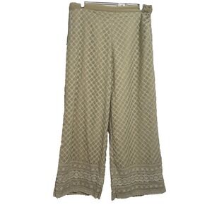 Srishti Georgette Schifflie Women's Cotton Beige Palazzo Bottom Pant‎ Size XL